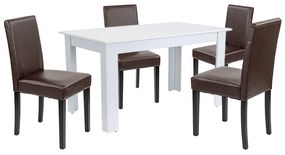 Set de masă Leon 4+1 alb-maro