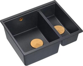 Chiuveta compozit incastrata Quadron Logan 150 negru diamant - cupru 56x46 cm