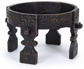 Masuta de cafea neagra antichizat din lemn de Mango, ∅ 50 cm, Yasir Bizzotto
