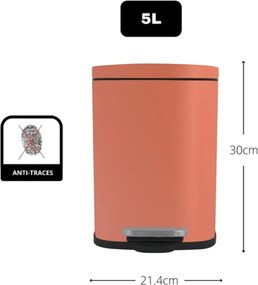 Coș de gunoi teracotă cu pedală din oțel 5 l Akira – Spirella