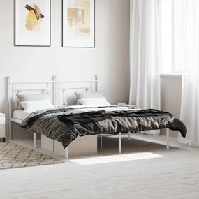 374391 vidaXL Cadru de pat metalic cu tăblie, alb, 160x200 cm