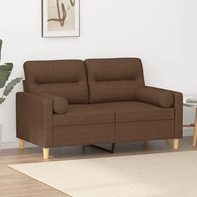 vidaXL Canapea cu 2 locuri cu pernuțe, maro, 120 cm, textil