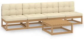 3076397 vidaXL Set mobilier de grădină cu perne, 5 piese, lemn masiv de pin