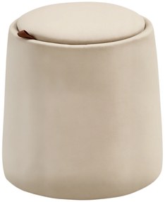 HOMCOM Otoman 2 în 1 cu catifea, cu depozitare și capac detașabil Φ44 cm x 47,5 cm Bej | Aosom Romania