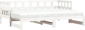 vidaXL Pat de zi cu extensie, alb, 80x200 cm, lemn masiv de pin