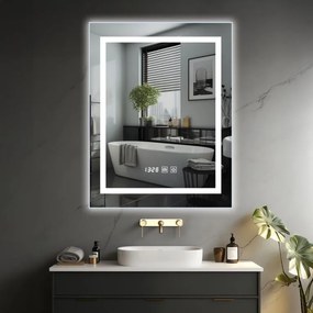 IREDA Oglindă de baie cu iluminare LED, 60 x 80 cm