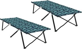 vidaXL Pat pliabil pentru camping Frunză 2 pcs Pădure 206 x 76 x 74 cm