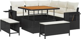 vidaXL Set de canapele pentru grădină 9 pcs Negru și Crem poliratan