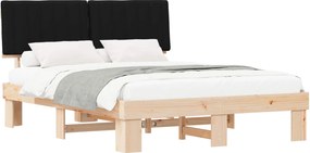 vidaXL Cadru de pat cu tăblie tapițată cu headboard Negru 160 x 200 cm