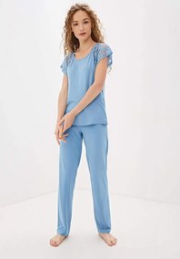 Pijamale femei SUSANA din bambus XL Albastru deschis / Light blue