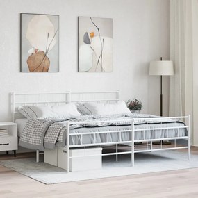355730 vidaXL Cadru de pat metalic cu tăblie de cap/picioare, alb, 180x200 cm