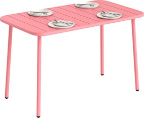 Outsunny Masă de Luat Masa pentru Exterior 120 x 70 cm pentru 4 Persoane, Masă de Grădină dreptunghiulară cu blat cu lamele și margini rotunjite, Roșu | Aosom Romania