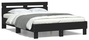 3207568 vidaXL Cadru de pat cu tăblie și LED, negru, 135x190 cm