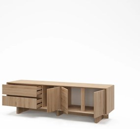 Comodă TV în culoare naturală cu aspect de lemn de stejar 180x55x45 cm Carpi – Marckeric