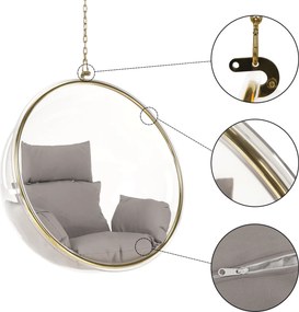 Scaun suspendat, transparent/ auriu/ gri, BUBBLE NEW TIP 1