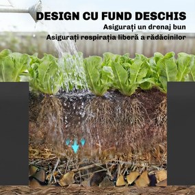 Outsunny Pat de Grădină Înălțat din Oțel, cu Divizor, Colțuri Întărite și Margini Sigure, Bază Deschisă, Negru | Aosom Romania