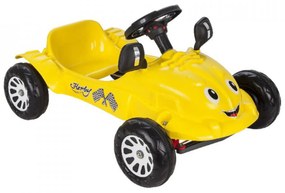 Masinuta cu Pedale Pentru Copii NOVOKIDS™ Herby Car XXL , Maxim 35 Kg, Lungime 80 cm, Spatar de Protectie si Volan, Galben