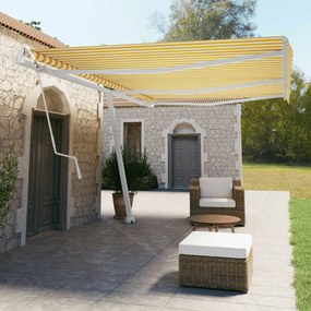 vidaXL Copertină autonomă retractabilă automat galben&amp;alb 600x350 cm