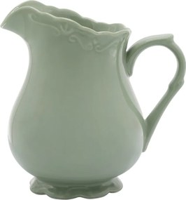Carafă din porțelan verde mentă, H18 cm, model dantelă în relief, „Provence"