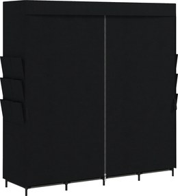 HOMCOM Dulap Textil Compact cu 5 Bare, 4 Rafturi, 6 Buzunare Laterale, Uși Antipraf cu Fermoar, Negru | Aosom Romania