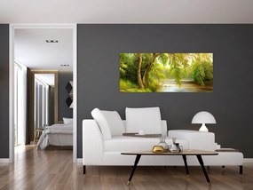 Tablou - Salcie lângă lac, pictură în ulei (120x50 cm)