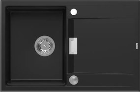 Chiuveta compozit incastrata Quadron Unique Oven negru carbon - inox 76x50 cm