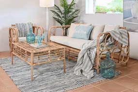 Canapea de exterior, 4 locuri, din bumbac si rattan, Luma