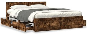 3295559 vidaXL Cadru de pat cu tăblie stejar fumuriu 150x200 cm lemn prelucrat