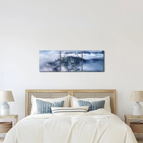 Tablou pădurii în ceață (cu ceas) (90x30 cm)