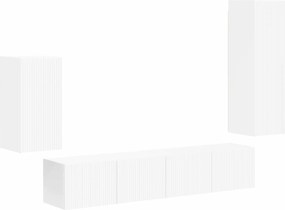 vidaXL Set comodă TV Pe perete 4 pcs Alb Lemn compozit