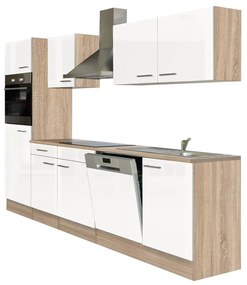 Mobilă de bucătărie Yorki 280 cu corp din stejar Sonoma și față alb satinat