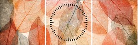 Tablou cu frunzele de toamnă pictate (cu ceas) (90x30 cm)