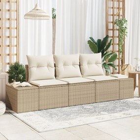 vidaXL Set de canapele pentru grădină 3 pcs Bej Rattan poli