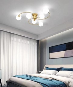 Lustră cu 6 Brațe – Soclu E27, Design Modern, 80×80×20 cm