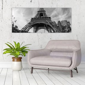 Tablou - Turnul Eiffel, alb-negru (120x50 cm)
