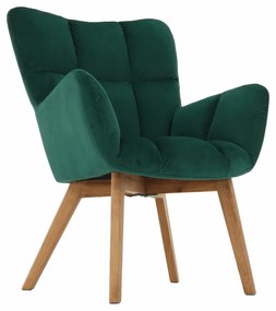 Fotoliu de design, catifea Velvet smarald/stejar, FONDAR