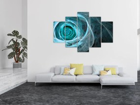 Tablou - Abstract trandafir albastru cu fundal negru (150x105 cm)