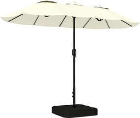 Outsunny Umbrelă Dublă de Grădină 3x1.5 m, Umbrelă de Exterior cu Sac de Nisip, Anti UV 50+, Bej | Aosom Romania