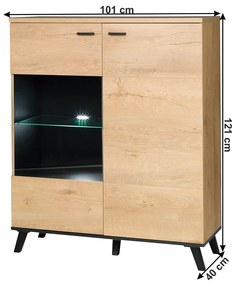 Vitrină typ 4 Siralla (Stejar lefkas + negru). 1016684