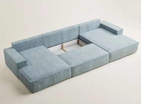 Colțar albastru deschis extensibil/cu spațiu de depozitare cu tapițerie din chenille (în formă de "U") Kyoto – Maison de Rêve