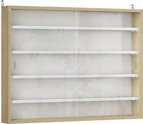 HOMCOM Raft de Perete cu 5 Nivele și Vitrină cu 2 Uși din Sticlă și 4 Rafturi Reglabile | Aosom Romania