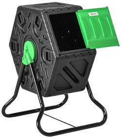Outsunny Compostor de grădină bac compostor pentru grădină rotativ 360° din polipropilenă 65 L 24 orificii 60 x 49 x 77 cm negru | Aosom Romania