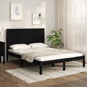 3105714 vidaXL Cadru de pat, negru, 140x190 cm, lemn masiv de pin