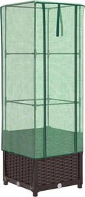 vidaXL Strat înălțat cu husă de seră, aspect ratan, 40x40x139 cm