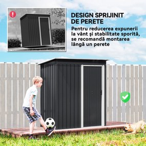 Outsunny Magazie Scule Cu Usa Glisanta Negru Usor De Montat Cu 6 Compartimente Stil Modern 163x89x182 cm | Aosom Romania