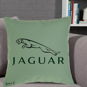 Perna Personalizata cu emblema Jaguar, 40x40 cm, Verde, Husa Detasabila, Perna Inclusa, BEKZ®