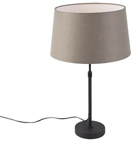 Lampă de masă neagră cu abajur de in taupe 35 cm reglabil - Parte