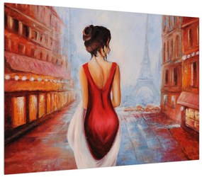 Tablou cu femeie și turnul Eiffel (70x50 cm), în 40 de alte dimensiuni noi