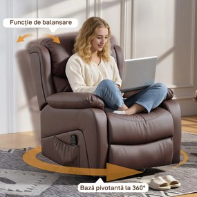HOMCOM Fotoliu Electric Rabatabil cu 8 Puncte de Masaj, Suport pentru Picioare, 97x85x100 cm, Maro | Aosom Romania