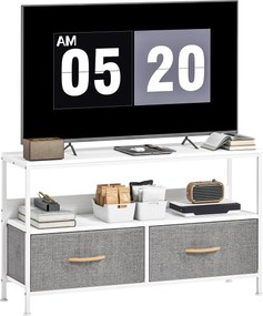 HOMCOM Mobilier TV pentru 47" cu Sertare Pliabile din Material Textil și Raft din Metal și MDF, 98x29x56 cm, Negru | Aosom Romania
